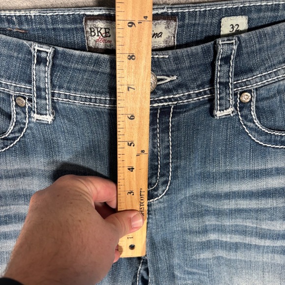 BKE Sabrina Bootcut Jeans Womens Size 32 Medium Wash Denim Y2K Faded Grunge - Picture 12 of 14